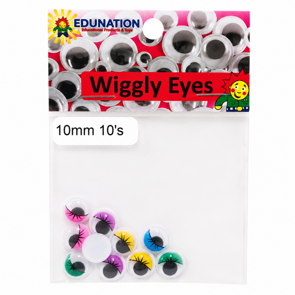 Wiggly Eyes with Lashes 10mm 10's