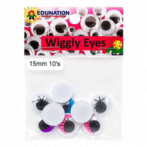 Wiggly Eyes with Lashes 15mm 10's