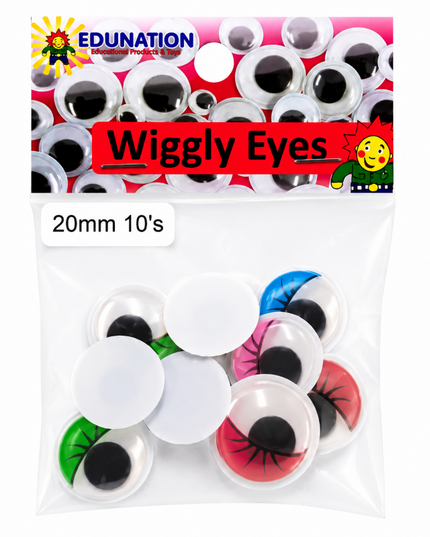 Wiggly Eyes with Lashes 20mm 10's