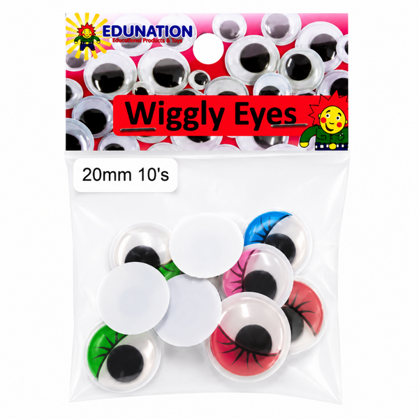 Wiggly Eyes with Lashes 20mm 10's