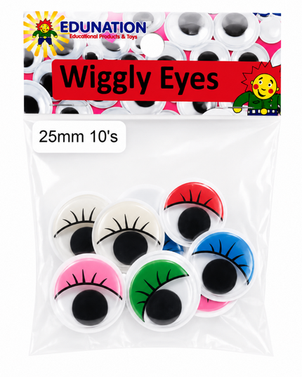 Wiggly Eyes with Lashes 25mm 10's