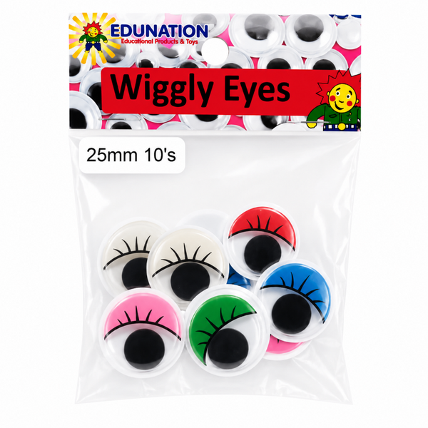 Wiggly Eyes with Lashes 25mm 10's