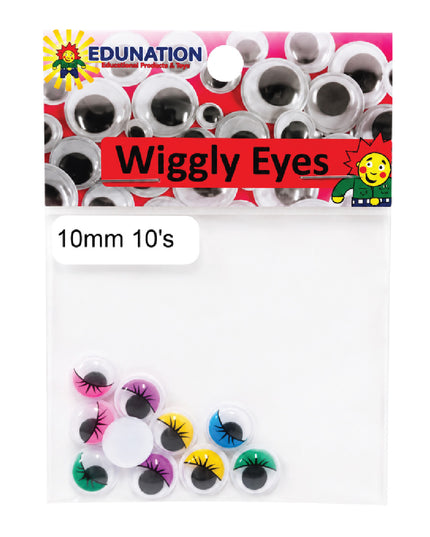 Wiggly Eyes with Lashes 10mm 10's 1