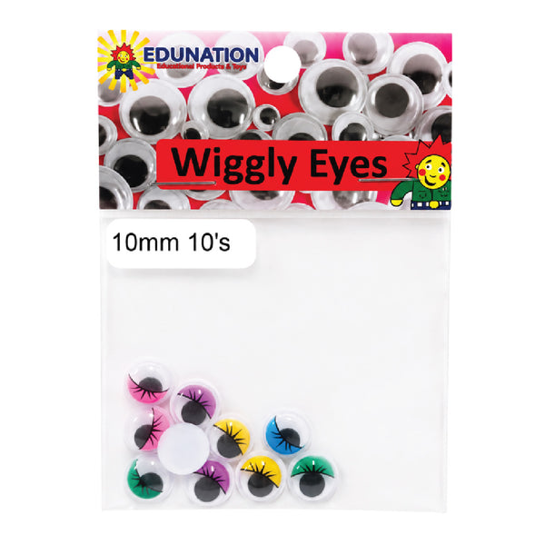 Wiggly Eyes with Lashes 10mm 10's 1
