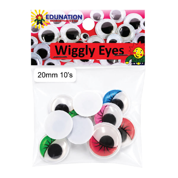 Wiggly Eyes with Lashes 20mm 10's 1