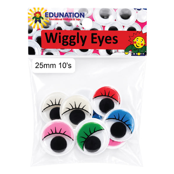 Wiggly Eyes with Lashes 25mm 10's 1