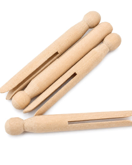 Wooden Pegs Round Natural 40x15mm 4 Piece 2