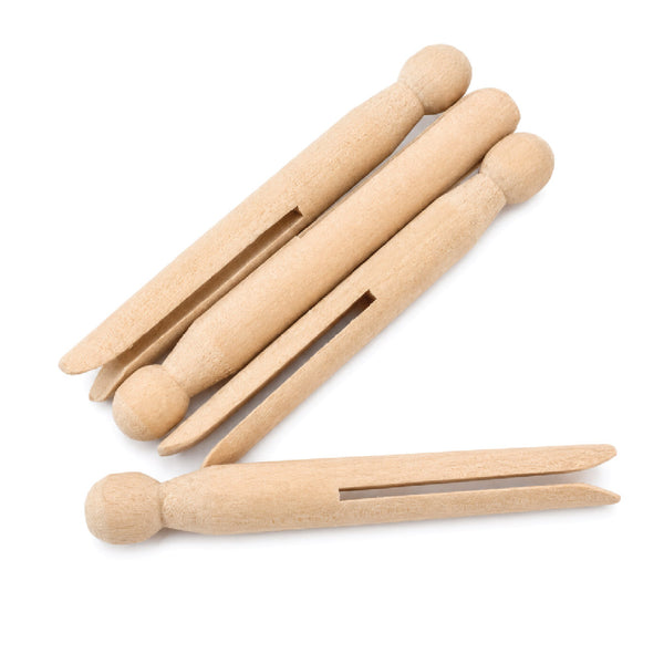 Wooden Pegs Round Natural 40x15mm 4 Piece 2