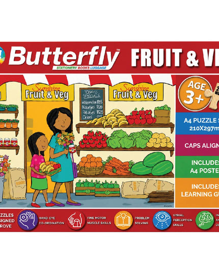 Wooden Puzzle A4 24 Piece - Fruit and Veg 2