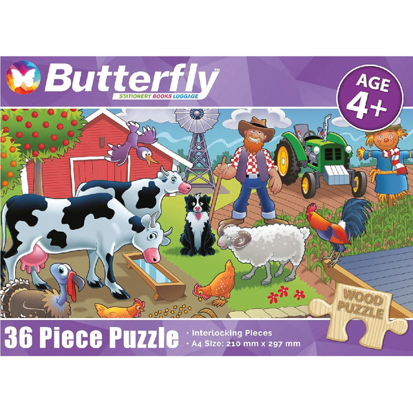 Wooden Puzzle A4 36 Piece - Farmyard 1
