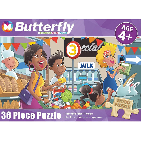 Wooden Puzzle A4 36 Piece - Shopping and Money 1