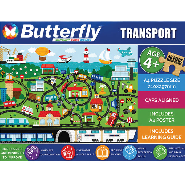 Wooden Puzzle A4 48 Piece - Transport 1