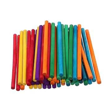 Wooden Sticks Round Coloured 80mmx5mm 50's