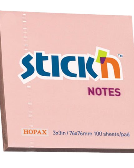 Pastel Notes 76 x 76mm - 100 Sheets - Pink (Stick 'n Cube)