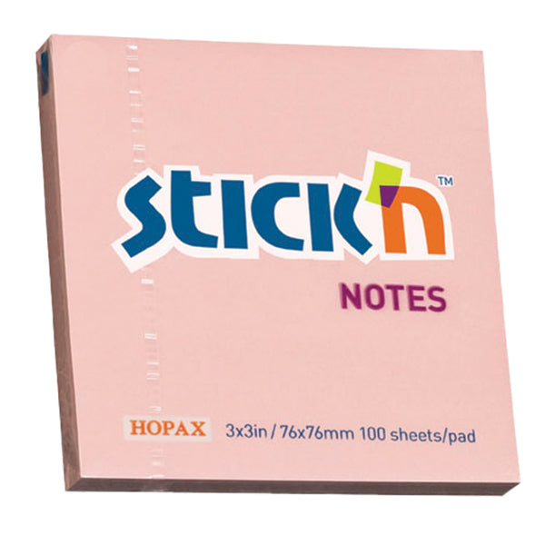 Pastel Notes 76 x 76mm - 100 Sheets - Pink (Stick 'n Cube)