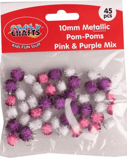 Pompom Met Chenille - Pink / Purple - 10mm