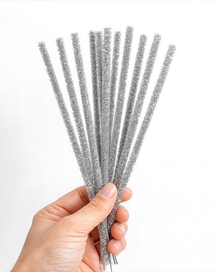 Pipe Cleaners Tinsel Silver 6mm 20's