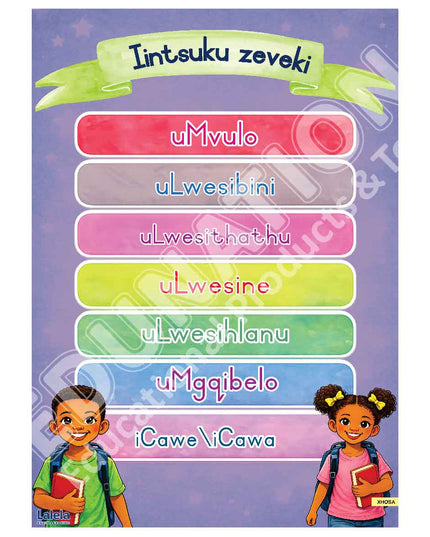 Poster - Lalela Iintsuku Zeveki (Days of the week) - Xhosa