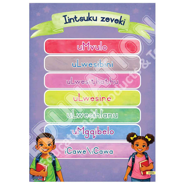 Poster - Lalela Iintsuku Zeveki (Days of the week) - Xhosa