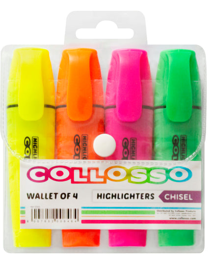 Highlighters Chisel Tip Collosso Wallet of 4