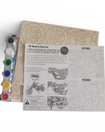 Craft kit - 3D Wood and Paint Set - Motorcycle
