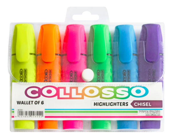Highlighters Chisel Tip Collosso Wallet of 6