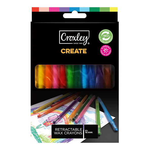 Retractable Wax Crayons Box 12's Croxley