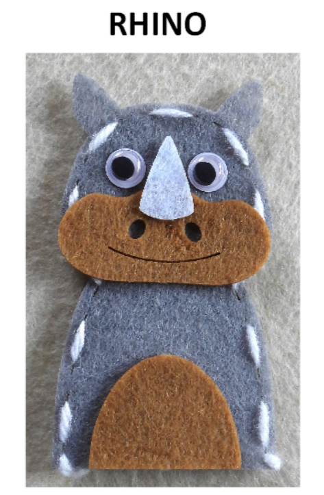Craft Kit Felt Finger Puppet Wild Life Rhino