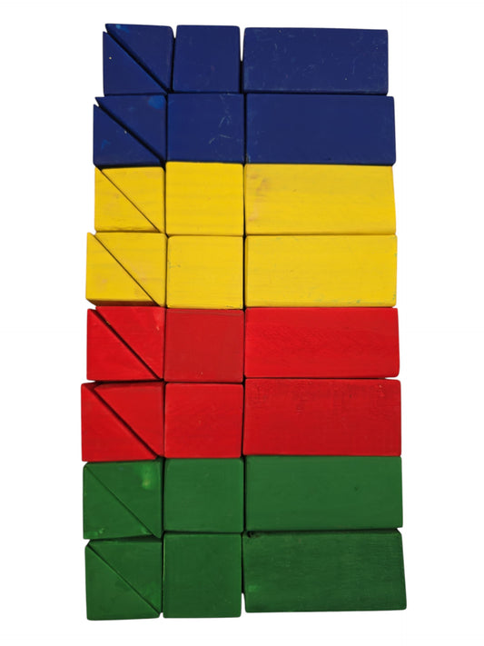 Wooden Blocks Coloured in Fabric bag Set of 32