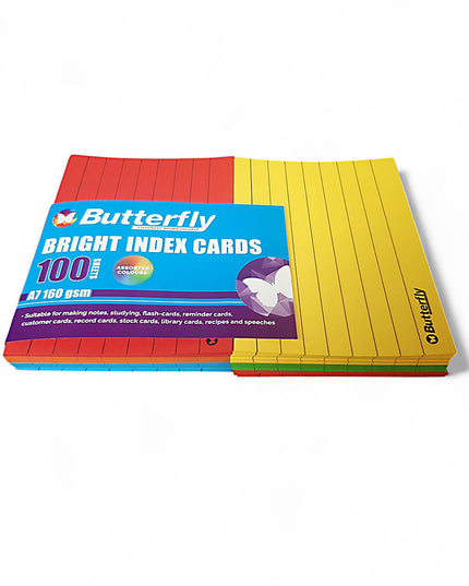 Index cards pack 100's - Assorted bright