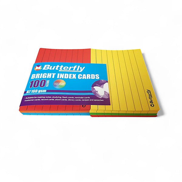 Index cards pack 100's - Assorted bright