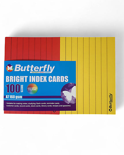 Index cards pack 100's - Assorted bright