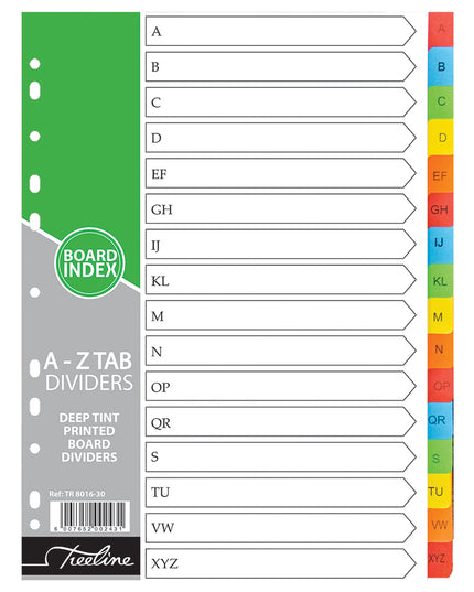 File Dividers A4 Board Deep Tint - A-Z 16 Tab Printed