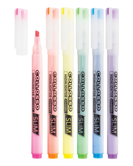 Slim Highlighters Chisel Tip Wallet of 6