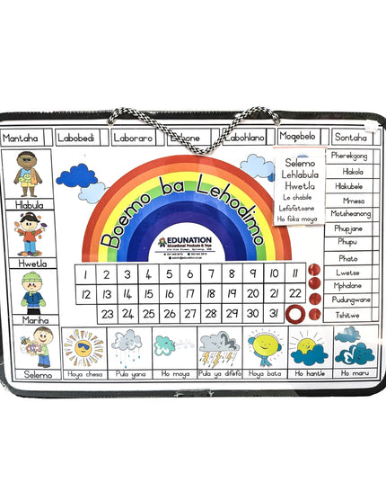 Magnetic Date & Weather Board A2(600x420mm) - Sesotho