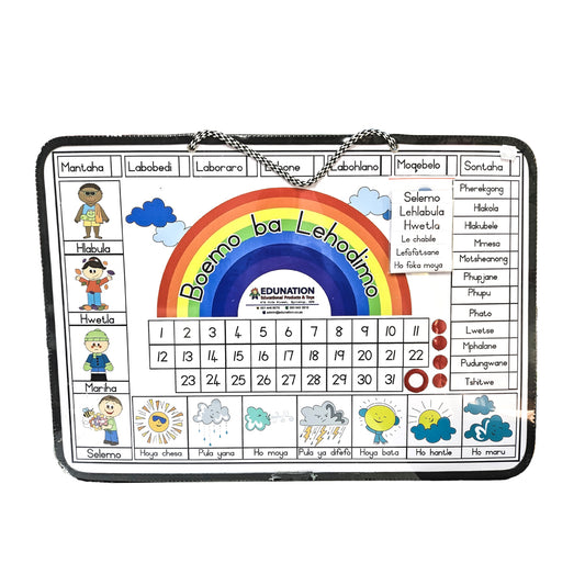 Magnetic Date & Weather Board A2(600x420mm) - Sesotho