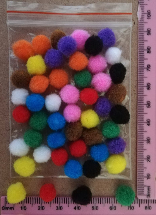 Pom Poms 10mm 100's Ass