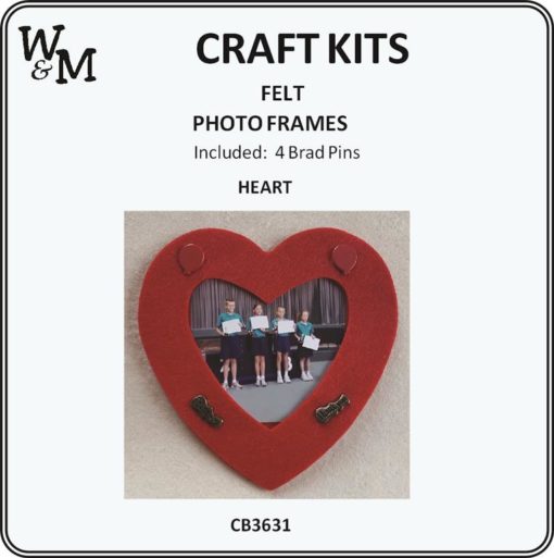 Craft Kit P/Frame Felt Heart Red
