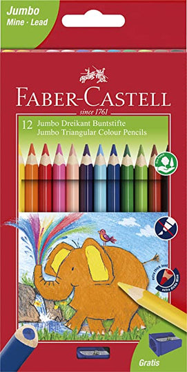 Jumbo Triangular Colour Pencils with sharpener