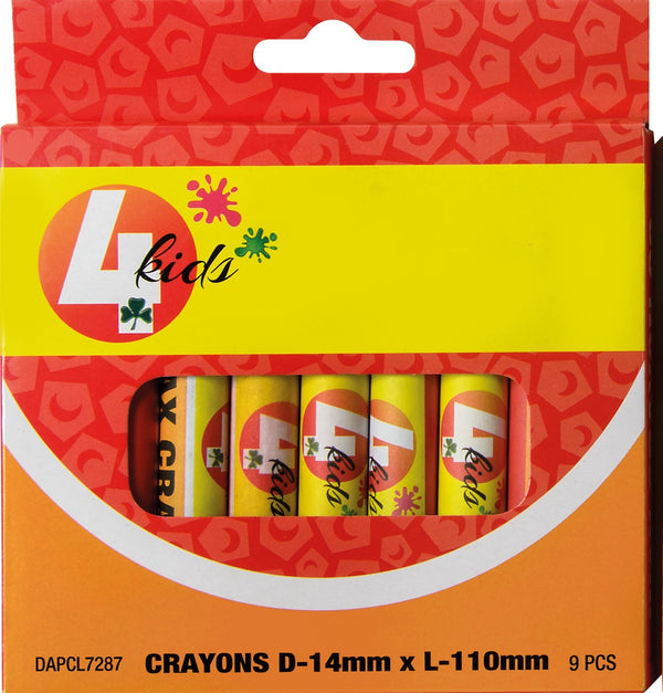 Crayons - Wax 14mm - 9's - 4kids - Edunation South Africa