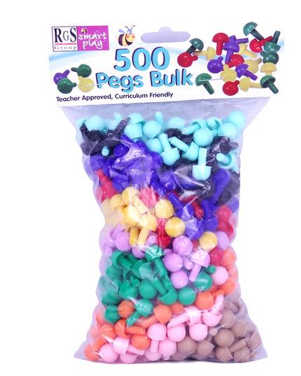 Pegs - 10 colour - 500pc in bag