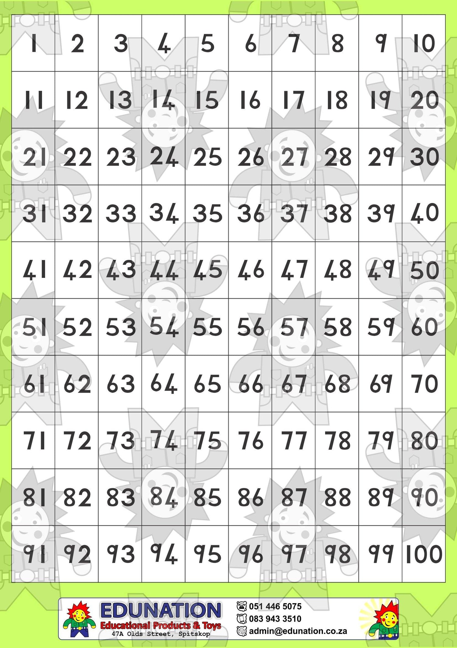 1-100 Block - Single Sided - Edunation South Africa