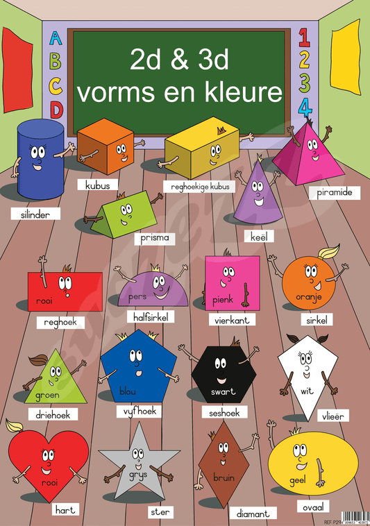 Muurkaart - 2D & 3D Vorms & Kleure Poster