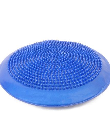 A collection of inflatable air cushions in various solid colors, each covered with raised nodules for grip.