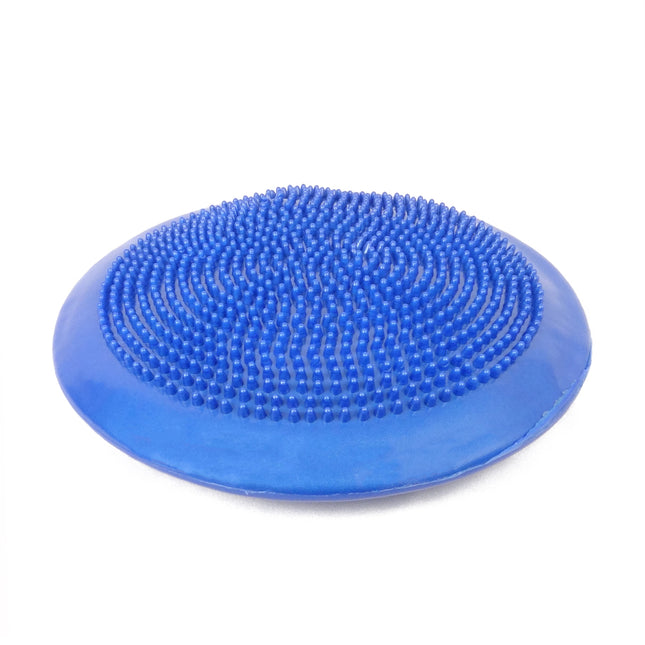 A collection of inflatable air cushions in various solid colors, each covered with raised nodules for grip.