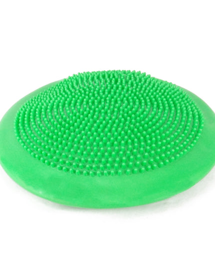 A collection of inflatable air cushions in various solid colors, each covered with raised nodules for grip.