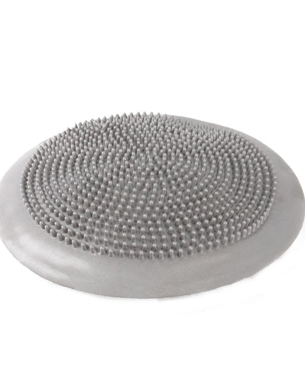 A collection of inflatable air cushions in various solid colors, each covered with raised nodules for grip.