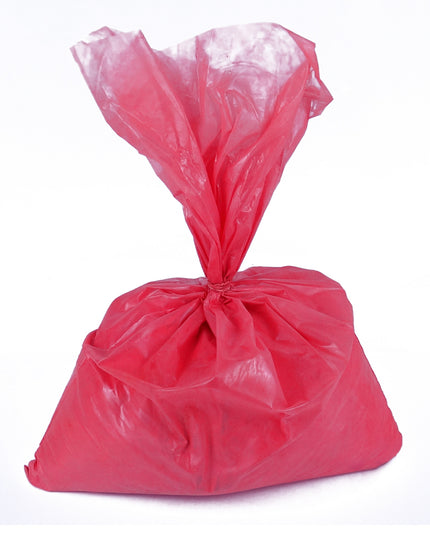 A sealed red plastic bag containing Red Powerded Paint