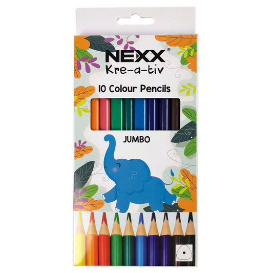 10 Colour Triangle Pencils Jumbo - Nexx Kre-a-tiv