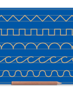 Blue / Zig Zag Castle Scallops Cursive c Humps